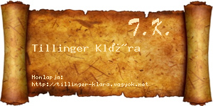 Tillinger Klára névjegykártya
